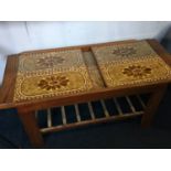 Teak coffee table with tiled top