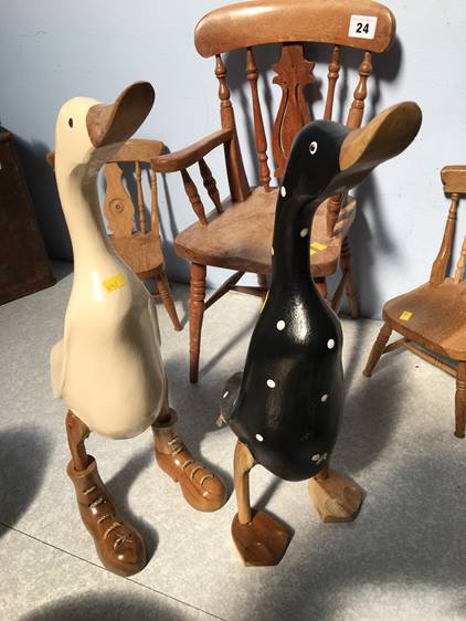 Two wooden ducks