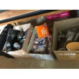 Three boxes of assorted, sewing machine etc.