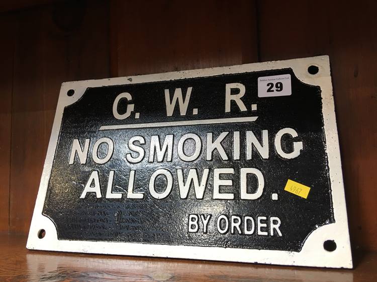 Cast GWR sign