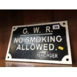 Cast GWR sign