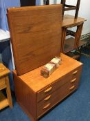 Teak chest of drawers and a coffee table