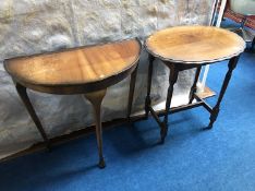 Half moon hall table and oak barley twist table