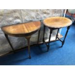 Half moon hall table and oak barley twist table