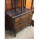 Oak chest of drawers and piano stool