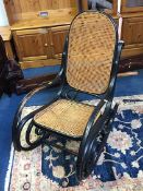 A Bergere Bentwood rocking chair