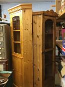 Two pine corner cabinets