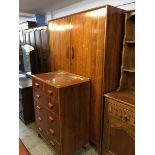 Walnut wardrobe and a chest of drawers