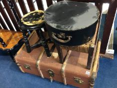 Two stools, a hat box and a trunk