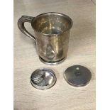 Silver pill pot and tankard