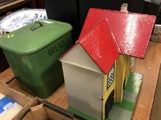 Dolls house and a bread bin