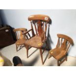 Miniature Windsor chair and two others