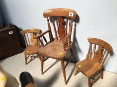 Miniature Windsor chair and two others