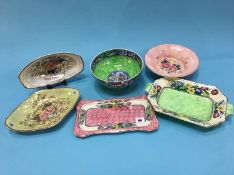 Six Maling pottery dishes and bowls, various