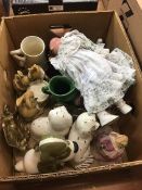 Box of assorted including Armand Marseille doll