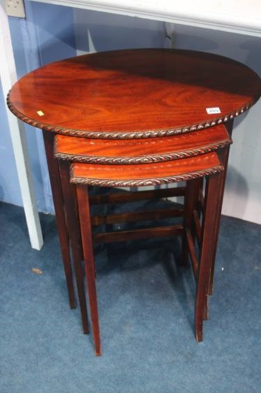 Mahogany nest of three tables