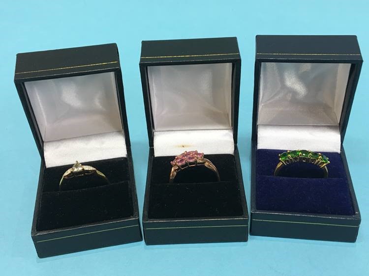 Three 9k dress rings, size 'Y', 8.6 grams - Image 2 of 2