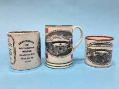 A Sunderland 'Grace Darling' tankard and two Sunderland tankards with views of the Iron Bridge (3)