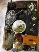Tray of assorted including a watch stand, miniature globe etc.