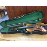 A violin, bow and case