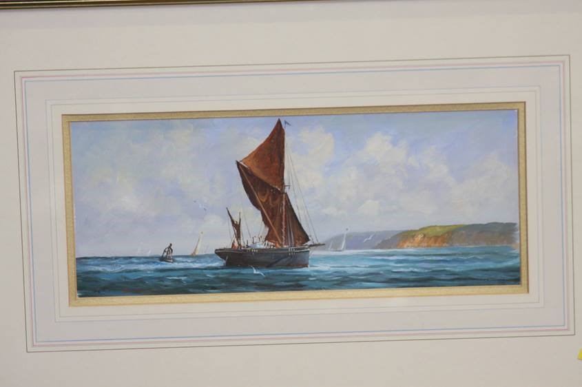 D. Short, two oils on board, signed, 'Sailing Vessels at Sea', 33cm x 44cm and 15cm x 38cm - Image 2 of 2