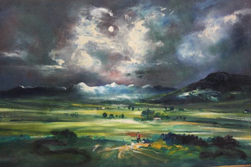 Antoni Sulek (1951-1988), oil on board, signed, 'View of the Cheviots', signed verso, dated 1971 and