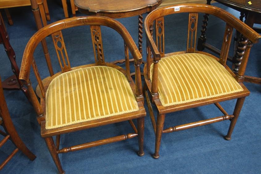 Pair of Edwardian tub chairs