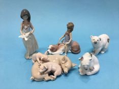 Five Lladro figures, various