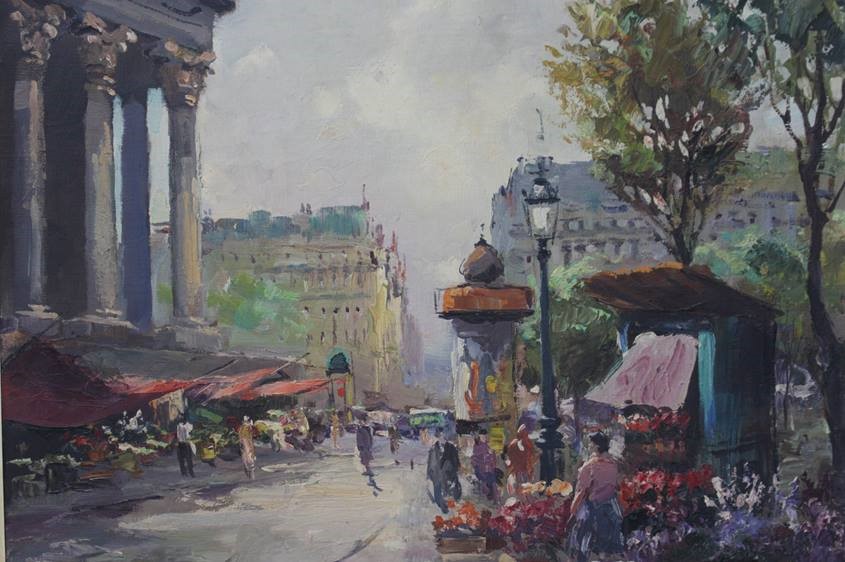 Alioti, oil on canvas, signed, 'Parisian Street Scene', 50cm x 60cm