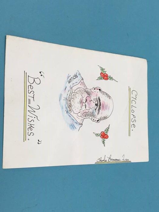 A hand drawn Christmas Card "Cyclopse", signed Charles Bronson and inscribed Bronson 1314 C.S.C.
