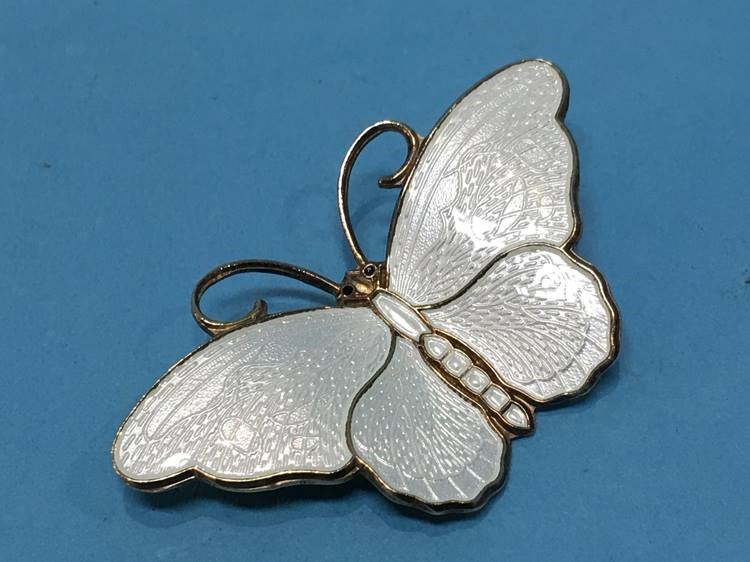 A silver gilt and enamel butterfly brooch by David Anderson