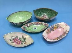 Five pieces of Maling pottery