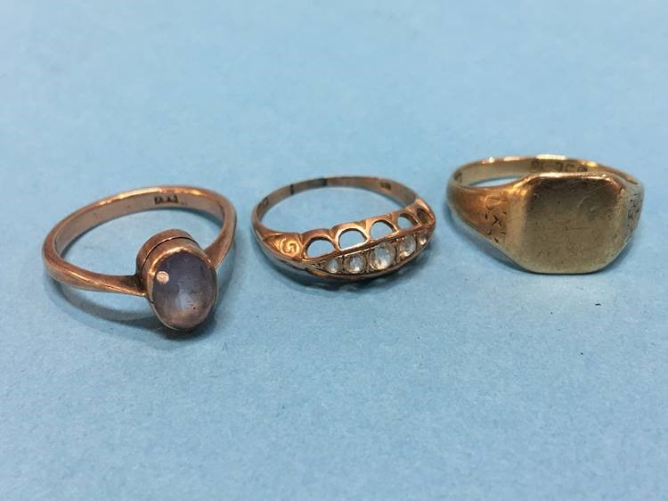 Three various 9ct rings, 7.4 grams