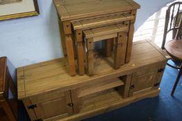 Pine narrow base unit and nest of tables