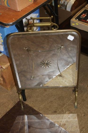 Glass and brass fire screen and quantity of occasional tables - Image 2 of 2