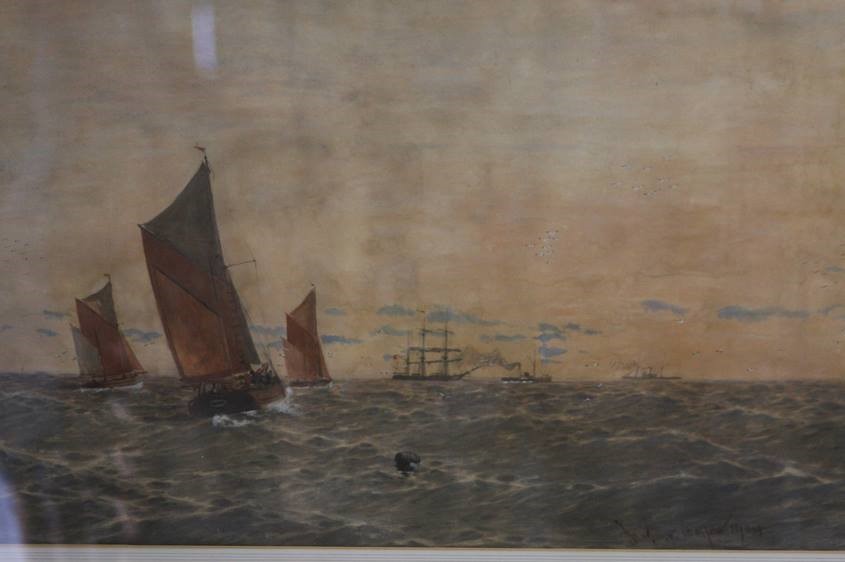 William Thomas Nichols Boyce (1857-1911), watercolour, signed, 'Shipping off the Tyne', 38cm x 66cm