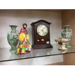 Edwardian mantle clock, pair of vases etc.