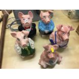 Set of five Wade Nat West Pigs