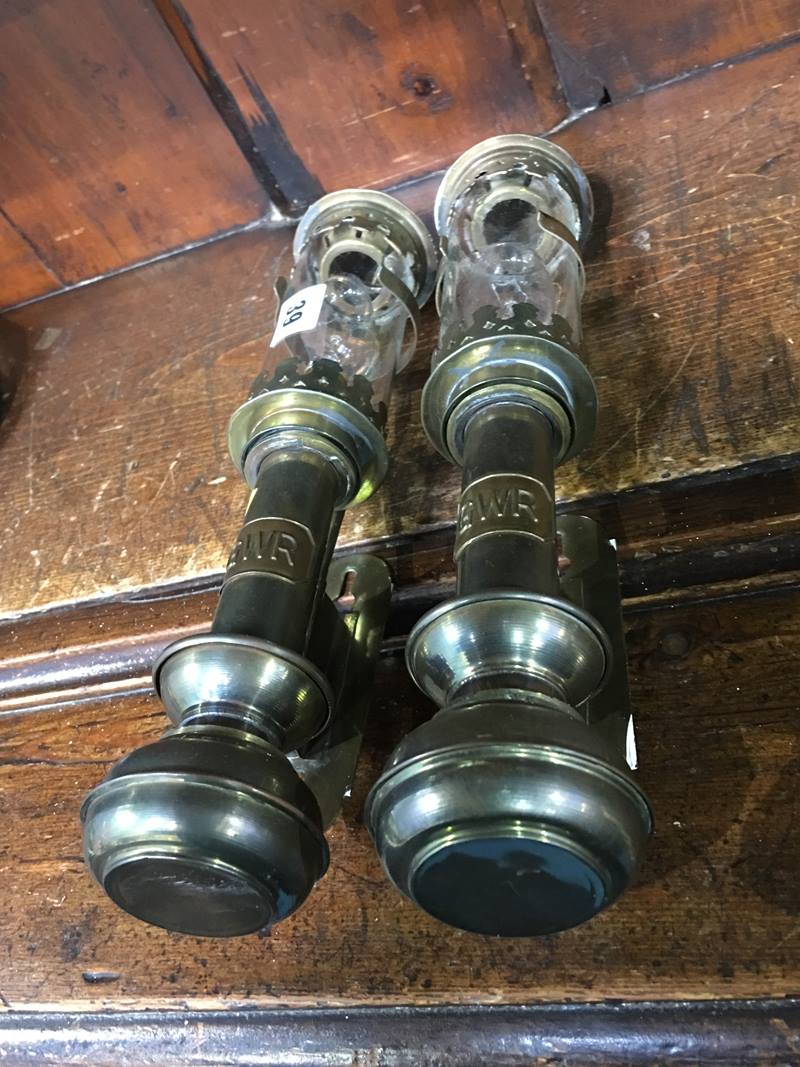 Pair of brass 'GWR' lamps - Image 2 of 3