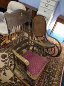 Bentwood rocking chair and an Edwardian rocking chair