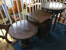 Two occasional tables and a walnut bedside cabinet