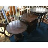 Two occasional tables and a walnut bedside cabinet