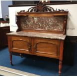 A late 19th century marble backed and top washstand