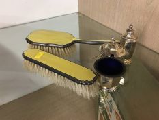 Silver condiment set and brushes