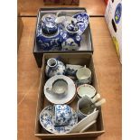 Assorted Oriental blue and white china