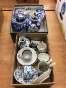 Assorted Oriental blue and white china