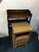 Large oval gilt mirror, beaded oak bookcase and bedside cabinet