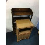 Large oval gilt mirror, beaded oak bookcase and bedside cabinet