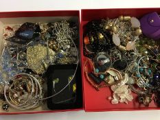 Two trays assorted costume jewellery