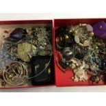 Two trays assorted costume jewellery